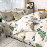 Gaeaspace  -  Cartoon Dinosaur Rainbow Duvet Cover Set 100% Cotton Kawaii Bedding Set Lovely Comforter Covers Sets for Teens Boys Home Decor