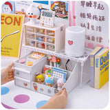 Gaeaspace  -  INS Folding Storage Rack Cute Desktop Cosmetics Storage Box  Drawer Stationery Sundries Hair Accessories Desktop Organizer