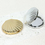 Gaeaspace  -  Shell Shaped Double Sided Makeup Mirror, Silver and Gold Shell Mirror, 1X/2X Folding Hand Mirror