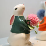 Gaeaspace  -  Creative Ceramic Rabbit Bouquet Vase Ornament Living Room Flower Arrangement Dried Flowers Cute Cartoon Animal Decoration Crafts