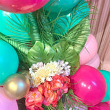 Gaeaspace  -  126pcs Flamingo Tropical Balloons Garland Arch Kit Rose Red Light Pink Cyan Gold Latex Balloon for Hawaiian Luau Party Decors