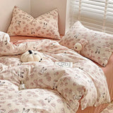 Gaeaspace  -  Ins Duvet Cover Set No filler Floral Style with Flat Sheet Pillowcase Twin Queen Double Girls Boys Home Deco New Bed Linen