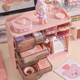 Gaeaspace  -  Cute Stationery Storage Box Organizer Multi-funct Desktop Drawer Oblique Pen Holder Office Dust-proof Storage Rack Organization