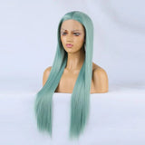 Gaeaspace  -  Mint Green Wig Long Straight Synthetic Lace Front Wig Light Hair Colored Glueless Lace Frontal Wigs for Women Party Cosplay