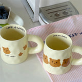 Gaeaspace  -  Korean-style Ceramic Cute Bear Mug Large Capacity Household Breakfast Milk Cup Office Simple Coffee Cup with Handle