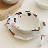 Gaeaspace  - Cartoon Cat Ceramic Bowl Plate Western Food Salad Plate Dessert Noodle Soup Bowl Home Cuisine Fruit Cake Dish Cooking Tableware