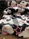 Gaeaspace  -  SWEET cool star pink black bedding set kid teen girl,twin full queen king cotton home textile bed sheet pillow case quilt cover