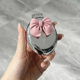 Gaeaspace  -  Mini Silver Folding Comb with Makeup Mirror Women Girl Portable Round Small Travel Massage Hair Brush Hair Styling Accessories