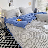 Gaeaspace  -  Japanese Style Duvet Cover Thickened Stripe Bed Cover housse de couette Bedroom Decor Queen King Size Quilt Covers No Pillowcase