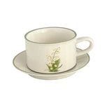 Gaeaspace  -  380ML Coffee Cups Saucer Set Retro Ceramic with Handle Lily of The Valley  Luxury Afternoon Tea Cup and Saucer Milk Mocha Cup