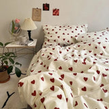 Gaeaspace  -  Korean Style Bedding Set Boys Girls Twin Queen Size Duvet Cover Flat Sheet Pillowcase Bed Linens Kids Adult Fashion Home Textile