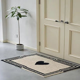 Gaeaspace  -  Love Flocking Carpet Black And White Nordic Style Cute Entry Door Living Room Bedroom Floor Mat Toilet Bathroom Non-slip Mat