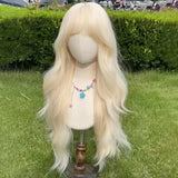 Gaeaspace  -  New Milk Platinum Wig for Women Long Hair Full Head Cover Simulation Natural Daily Water Wave Lolita Long Curly Hair