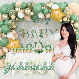 Gaeaspace  -  Sage Green Party Decoration Backdrop Tablecloth Balloons Set Baby Shower Happy Birthday Decorations for Home Baby Party Supplies