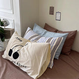 Gaeaspace  -  Korean Style Cotton Stripe Pillow Case Envelop Sleeping Pillowcase Cushion Cover Bedroom Decorations Home Room Bedding Decor