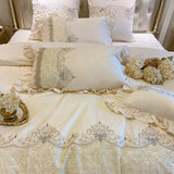 Gaeaspace  -  European-Style Luxury High-End 100 Cotton Four-Piece Set Exquisite Lace Embroidery Cotton Quilt Cover Bed Sheet Bedding