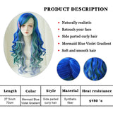 Gaeaspace -   mermaid Wig Long Blue Purple Gradient Wigs for Women Daily Party Halloween Cosplay Synthetic Body Wave Hair Wig