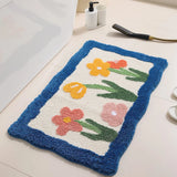 Gaeaspace  -  Floral Tufting Bathroom Mat Soft Tulip Bedside Foot Carpet Rug Floor Pad Bedroom Doormat Aesthetic Home Room Tidy Decor