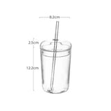 Gaeaspace  -  450ML Glass Cup with Lid and Straw Transparent Drinking Glasses for Juice Water and Iced Coffee Cups Drinkware Mug Water Bottle