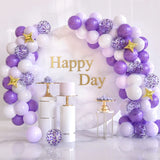 Gaeaspace  -  108 Pcs Purple Confetti Stars Aluminum Die Balloon Garland Arches Set Wedding Girls Birthday Valentine's Day Party Decorations