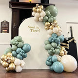 Gaeaspace  -  136pcs Dusty Green Blue Balloon Garland Arch Kit Sand White Beige Balloons for Boho Baby Bridal Shower Wedding Party Decorations