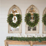 Gaeaspace  -  New Christmas Bells Wreath Linen Bow Natural Material Home Decorations Christmas Wreath