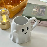 Gaeaspace  -  Cute Ghost Water Cup Breakfast Milk Cup Creative Ceramic Mug Afternoon Tea Coffee Cup Household Drinking Halloween Gift