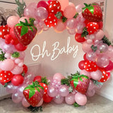 Gaeaspace  -  Sweet Fruit Strawberry Theme Balloons Wreath Happy Birthday Party Atmosphere Decoration Balloon Chain Set Balloon Arch Garland