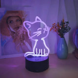 Gaeaspace  -  1pc  Cat  3D Night Light, 3D Optical Illusion Lamp With Touch, 7-Color Changing Ambient Light For Bedroom