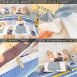 Gaeaspace  -   Bedding Set for Girl Boy Bedroom KIDS Modern Comforter Duvet Cover Flat Sheet Pillowcase  Home Textile Soft Bed Linen