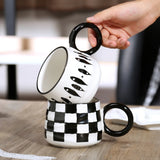 Gaeaspace  -  1pc 400ml Black and White Coffee Mug Ceramic Coffee Cups Vintage Stylish Water Cups Summer Winter Drinkware Gifts Couple Cup