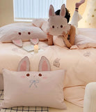 Gaeaspace  -  Cute embroidery rabbit bedding set 1.2 1.5 1.8 2.0,twin full queen king cotton home textile bed sheet pillow case duvet cover