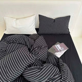 Gaeasapce  -  Bedding Set 100%Cotton Simple Black Stripe Duvet Cover Set Single Full Double Queen King Nordic Quilt Cover Bed Sheet Pillowcase