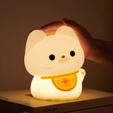 Gaeaspace  -  Lucky Cat Night Light USB Charging Timer LED Silicone Tapping Light Children's Bedside Light Warm and Healing lamps