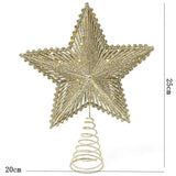 Gaeaspace  -  25cm Red Glitter Christmas Tree Topper Iron Star Christmas Decor For Home Xmas Tree Ornaments Navidad New Year Natal Noel