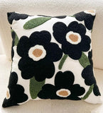 Gaeaspace  -  Ins Retro Black Flower Embroidered Pillow Cover Cushion Cover Cotton Pillowcase Flora Sofa Bedroom Home Decor