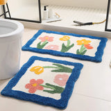 Gaeaspace  -  Floral Tufting Bathroom Mat Soft Tulip Bedside Foot Carpet Rug Floor Pad Bedroom Doormat Aesthetic Home Room Tidy Decor