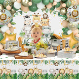 Gaeaspace  -  Jungle Animals Birthday Party Decoration Backdrop Tablecloth Balloons Wild One Baby Shower Woodland Safari Bithday Party Favor