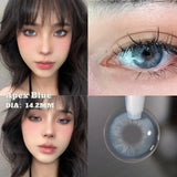 Gaeaspace  -   1 Pair Blue Colored Contacts Lenses with Myopia Diopter Yearly Natural Korean Colored Pupils for Eyes Fast Shipping