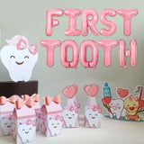 Gaeaspace  -  First Tooth Themed Decor Birthday Party Supplies Size 1 Foil Balloon Arch Set Perfect for Girls 1st Birthday Party