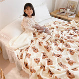 Gaeaspace  -  Winter Milk Velvet Cashmere Double-sided Blanket Cartoon Fresh Thickened Warm Quilt Cover Simple Comfortable Shawl Blanket