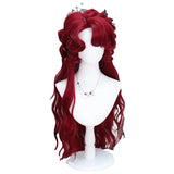 Gaeaspace -  Red Wig Lolita Long Curly Hair Oil Painting Style Bangs Natural Long Wig  32inch Cosplay Wig for Cosplay and Party