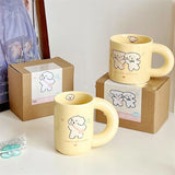 Gaeaspace  -  Design Cream Color Mug Korean Ins Style Cartoon Rabbit Creative Milk Coffee Cup Household Simple Dessert Ice Cream Cup