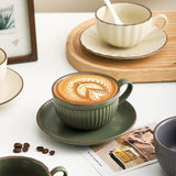 Gaeaspace  -  1Set Coffee Cup and Saucer Latte Mug Unique Olive Green and Lotus Milk Tea Coffee Cup for Home Office Ceramic Drinkware Gift