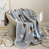 Gaeaspace  -  Bee Pattern Knitted Blanket Sofa Towel Cover Portable Office Nap Blankets For Beds Throw Blanket Bedroom Decorative Shawl Gift