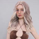 Gaeaspace  -   Grey T-Part 13X5X1 Lace Front Curly Wigs For Women Long Hair Synthetic Lace Front Wig Daily Party Heat Resistant