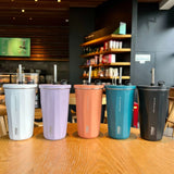 Gaeaspace  -  Straw Cup with Lid Thermos Mug Water Cup Thermal Coffee Tea Cold Drink Bottle Stainless Steel Water Bottle Tumbler Vacuum Flasks