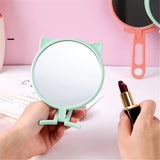 Gaeaspace  -  1pc Simple Cat Ears Handheld HD Makeup Mirror Portable Foldable Dual-Use Desktop Mirror Affordable Student Handle Makeup Mirror