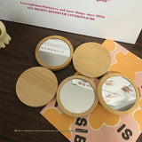 Gaeaspace  -  1Pcs Pure Wooden Portable Mirror Mini Small Makeup Mirror Female Hand-held Beauty Makeup Mirror Small Round Mirrors