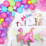 Gaeaspace  -  103 Pieces Dinosaur Party Pink Blue Purple Standing Dinosaur Aluminum Mold Balloon Garland Kit Birthday Baby Shower Decorations